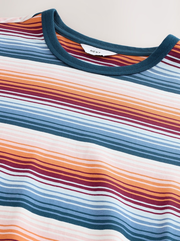 Orange / Blue Horizontal Stripe Ringer T-Shirt - Image 7 of 7