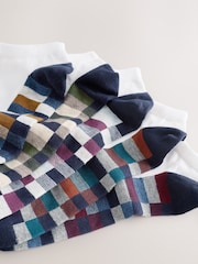 White Check Pattern Trainers Socks 5 Pack - Image 2 of 8