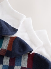 White Check Pattern Trainers Socks 5 Pack - Image 3 of 8