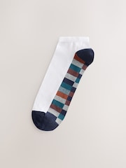 White Check Pattern Trainers Socks 5 Pack - Image 5 of 8