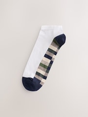 White Check Pattern Trainers Socks 5 Pack - Image 7 of 8