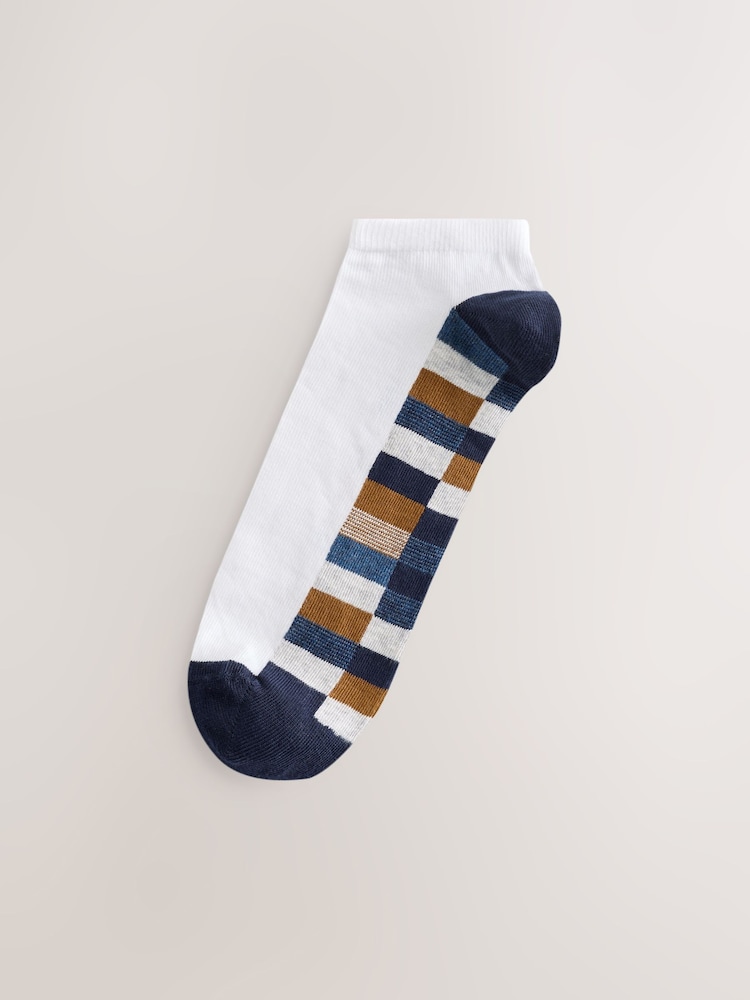 White Check Pattern Trainers Socks 5 Pack - Image 8 of 8