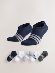 Grey/Navy Pattern Trainers Socks 5 Pack - Image 1 of 10