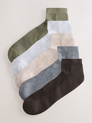 Neutral/ Black/ Grey 5 Pack Cushioned Trainers Socks - Image 1 of 8
