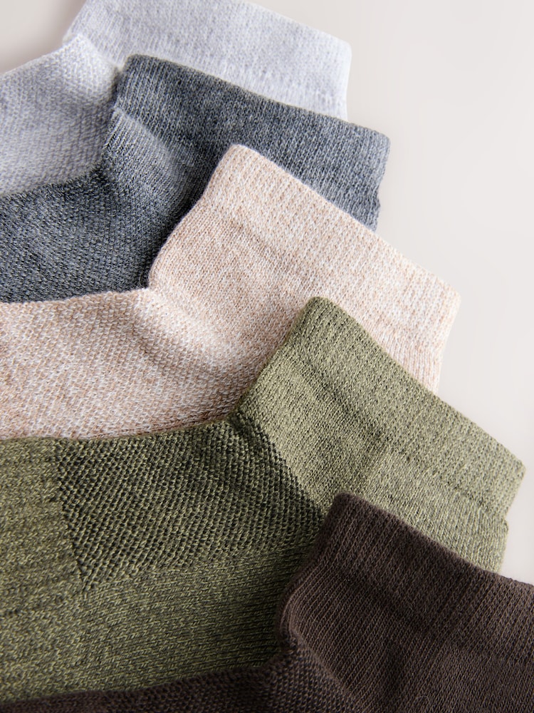 Neutral/ Black/ Grey 5 Pack Cushioned Trainers Socks - Image 8 of 8