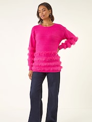 Roman Pink Fluffy Trim Knit Jumper - Image 2 of 5
