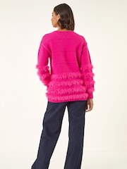 Roman Pink Fluffy Trim Knit Jumper - Image 3 of 5