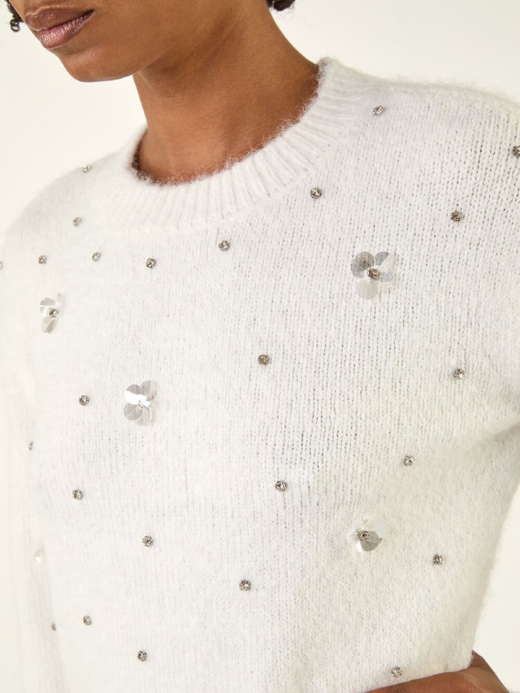 Roman White Embellished Knit Jumper - Image 5 of 5 Roman White Embellished Knit Jumper - Image 5 of 5