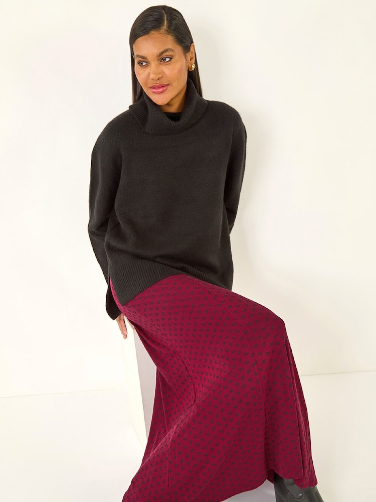 Roman Pink Ditsy Floral Print Stretch Midi Skirt - Image 1 of 5