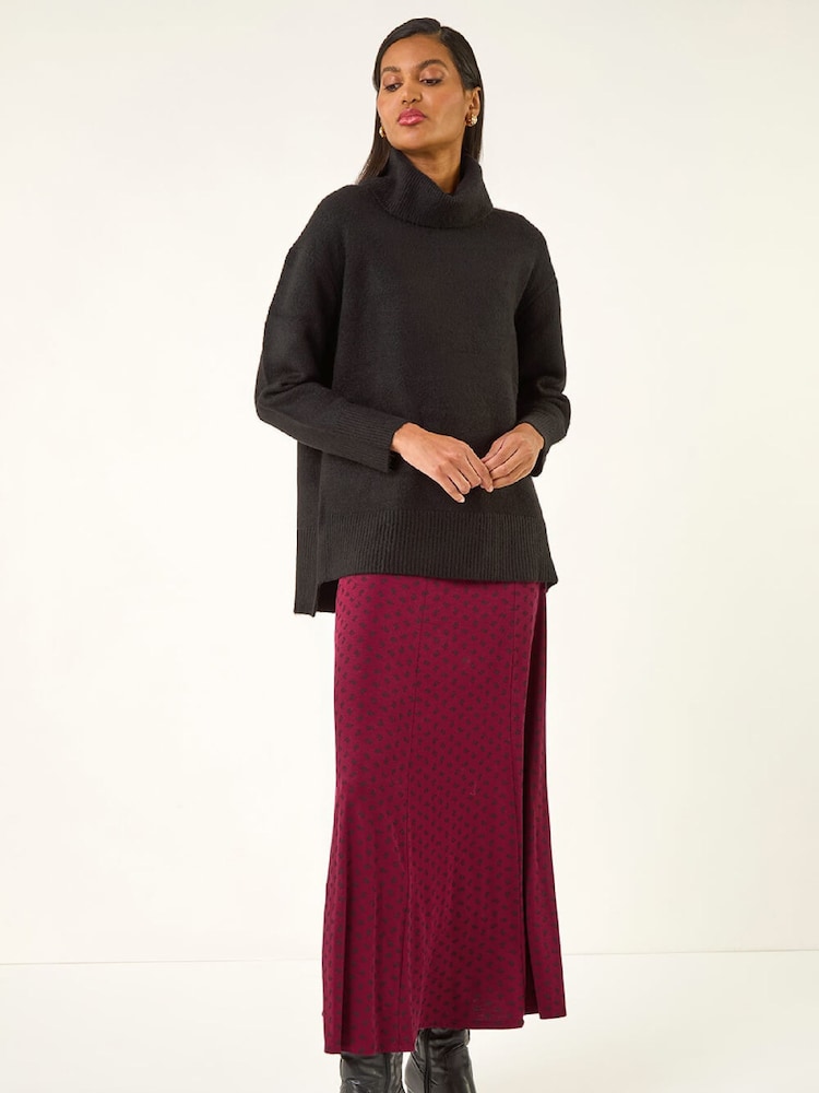 Roman Pink Ditsy Floral Print Stretch Midi Skirt - Image 2 of 5