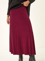 Roman Pink Ditsy Floral Print Stretch Midi Skirt - Image 4 of 5