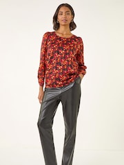 Roman Red Blurred Satin Stripe Blouse - Image 3 of 5
