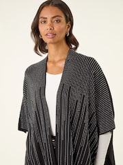 Roman Black Embellished Knit Poncho - Image 4 of 5