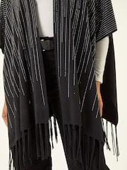 Roman Black Embellished Knit Poncho - Image 5 of 5
