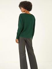 Roman Green Embellished Neckline Knit Jumper - Image 3 of 5