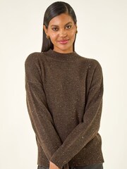 Roman Brown Sequin Crew Neck Knit Jumper - Image 4 of 5