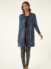 Roman Blue Sequin Longline Kimono Blouse - Image 2 of 5