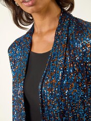 Roman Blue Sequin Longline Kimono Blouse - Image 5 of 5