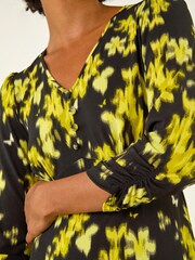 Roman Yellow Floral Print Buttoned Midi Dress - Image 5 of 5