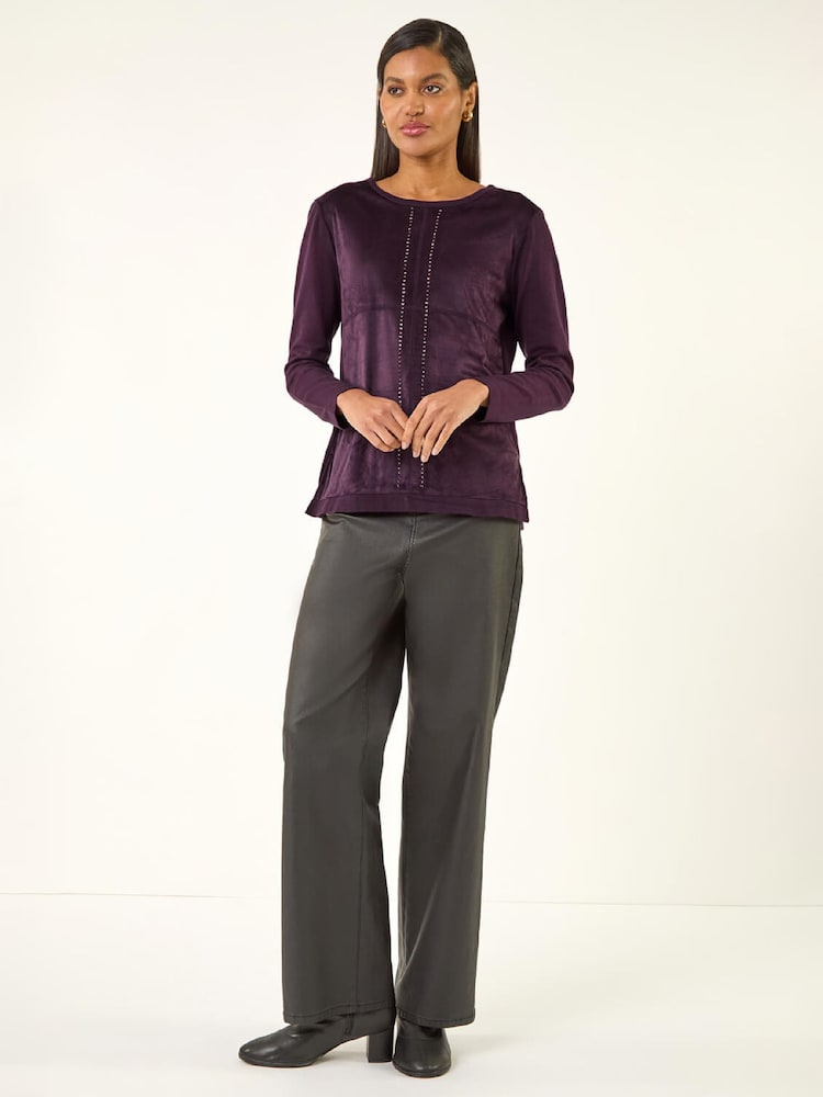 Roman Purple Hotfix Detail Knit Top - Image 2 of 5 Roman Purple Hotfix Detail Knit Top - Image 2 of 5