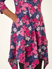 Roman Pink Floral Print Hanky Hem Dress - Image 5 of 5