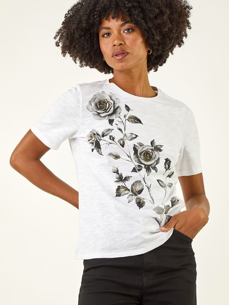 Roman White Floral Print Cotton Blouse - Image 2 of 5