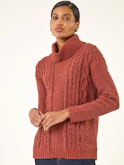Roman Orange Chenille Roll Neck Knit Jumper - Image 4 of 5