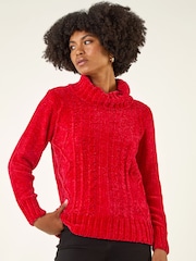 Roman Red Chenille Roll Neck Knit Jumper - Image 4 of 5