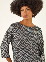 Roman Metallic Print Stretch Blouse - Image 4 of 5
