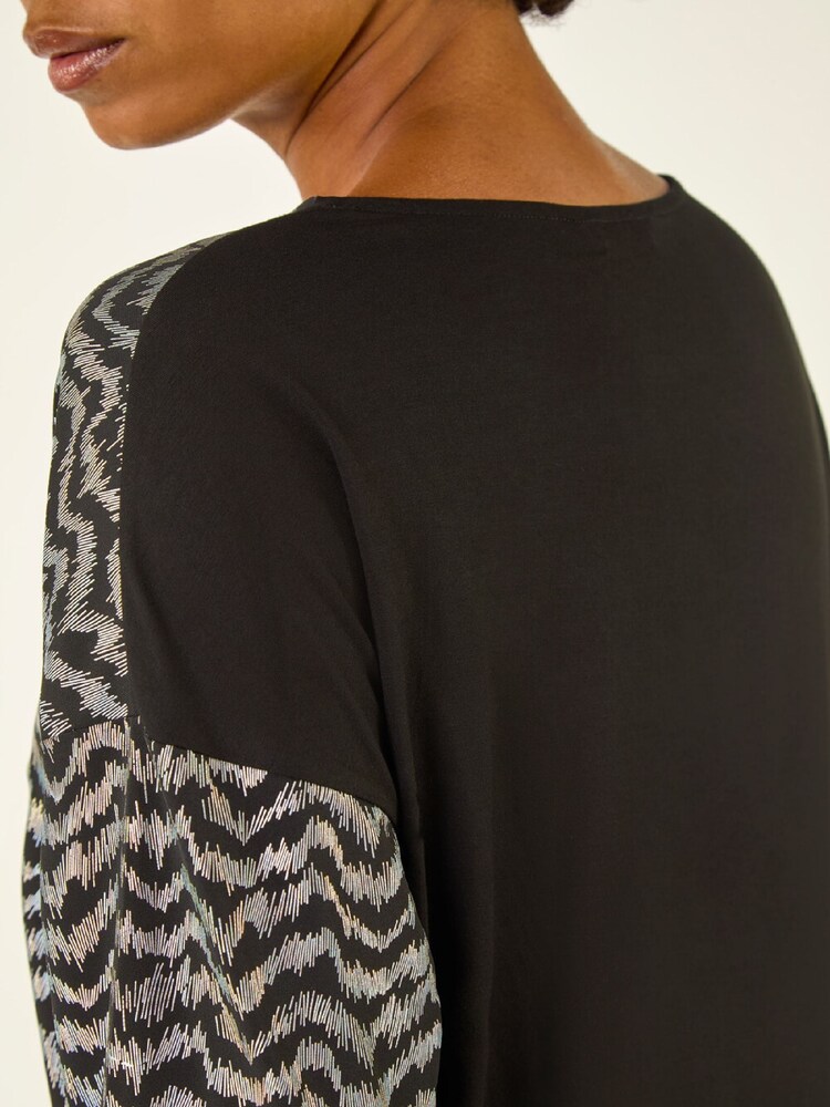 Roman Metallic Print Stretch Blouse - Image 5 of 5 Roman Metallic Print Stretch Blouse - Image 5 of 5