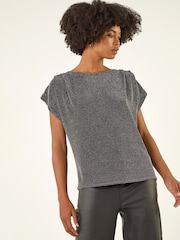 Roman Metallic Shimmer Scoop Back Stretch T-Shirt - Image 3 of 5