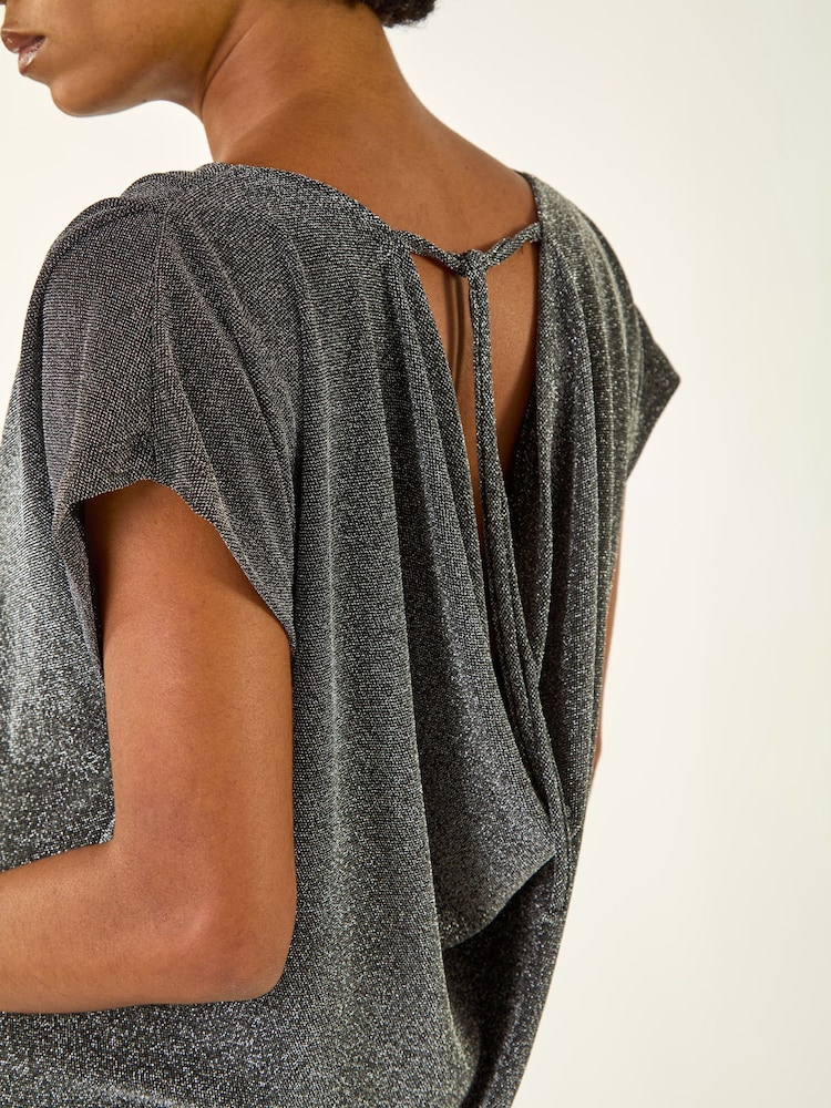 Roman Metallic Shimmer Scoop Back Stretch T-Shirt - Image 5 of 5 Roman Metallic Shimmer Scoop Back Stretch T-Shirt - Image 5 of 5