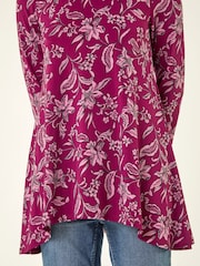 Roman Red Floral Hanky Hem Tunic Top - Image 5 of 5