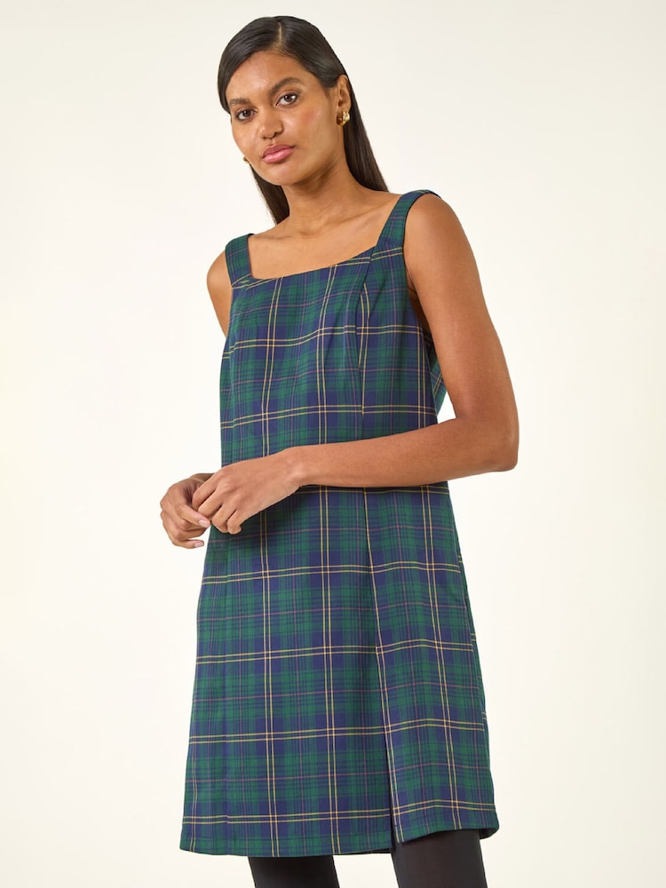 Buy Roman Green Check Print Pinafore Dress from Next Australia