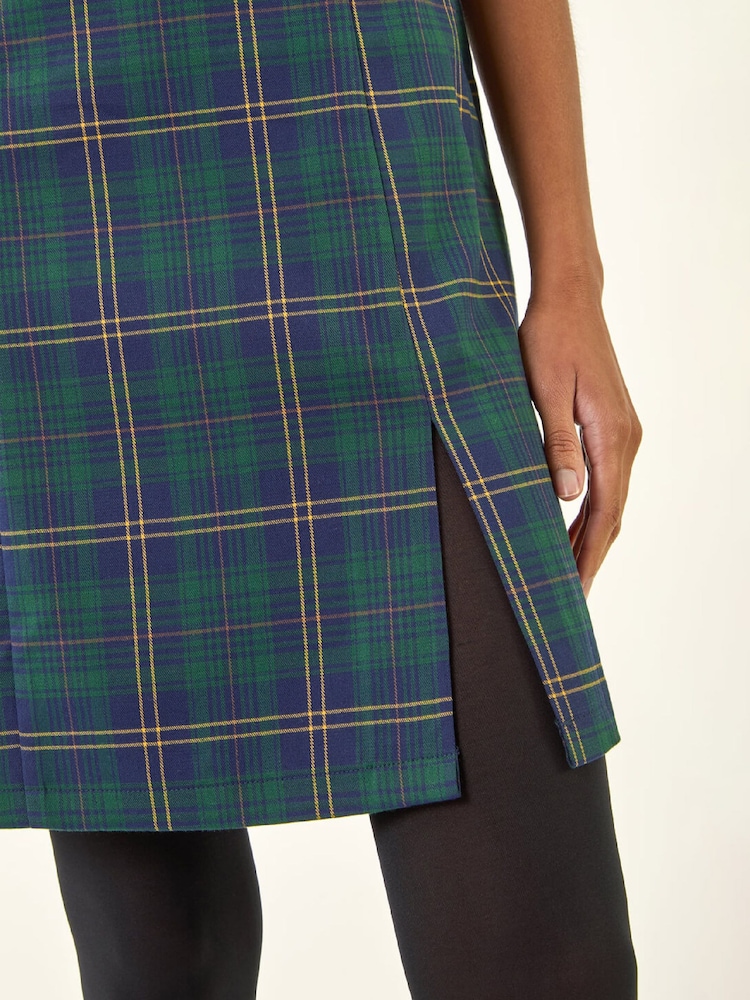 Roman Green Check Print Pinafore Dress - Image 5 of 5 Roman Green Check Print Pinafore Dress - Image 5 of 5