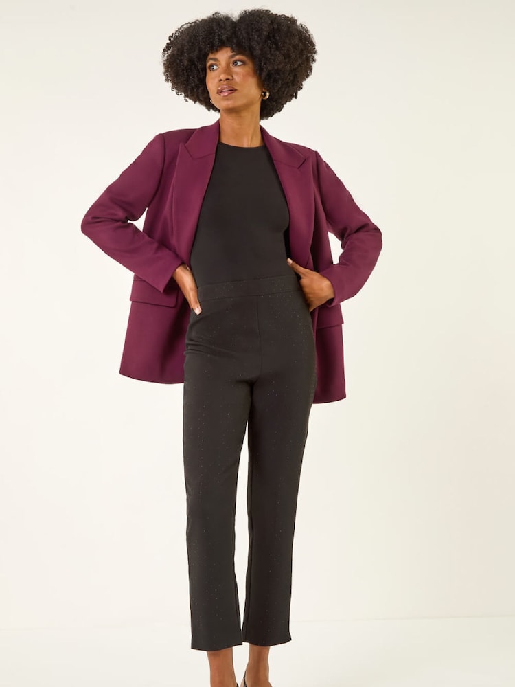 Roman Black Diamante Stretch Trousers - Image 2 of 5 Roman Black Diamante Stretch Trousers - Image 2 of 5