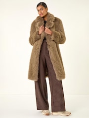 Roman Brown Premium Faux Fur Coat - Image 2 of 5