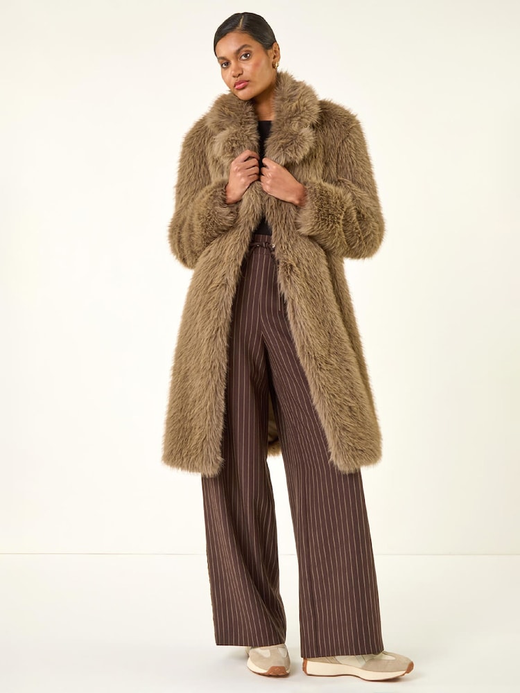 Roman Brown Premium Faux Fur Coat - Image 2 of 5 Roman Brown Premium Faux Fur Coat - Image 2 of 5