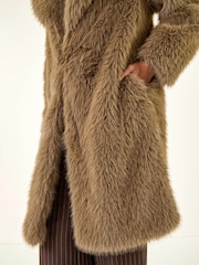 Roman Brown Premium Faux Fur Coat - Image 5 of 5
