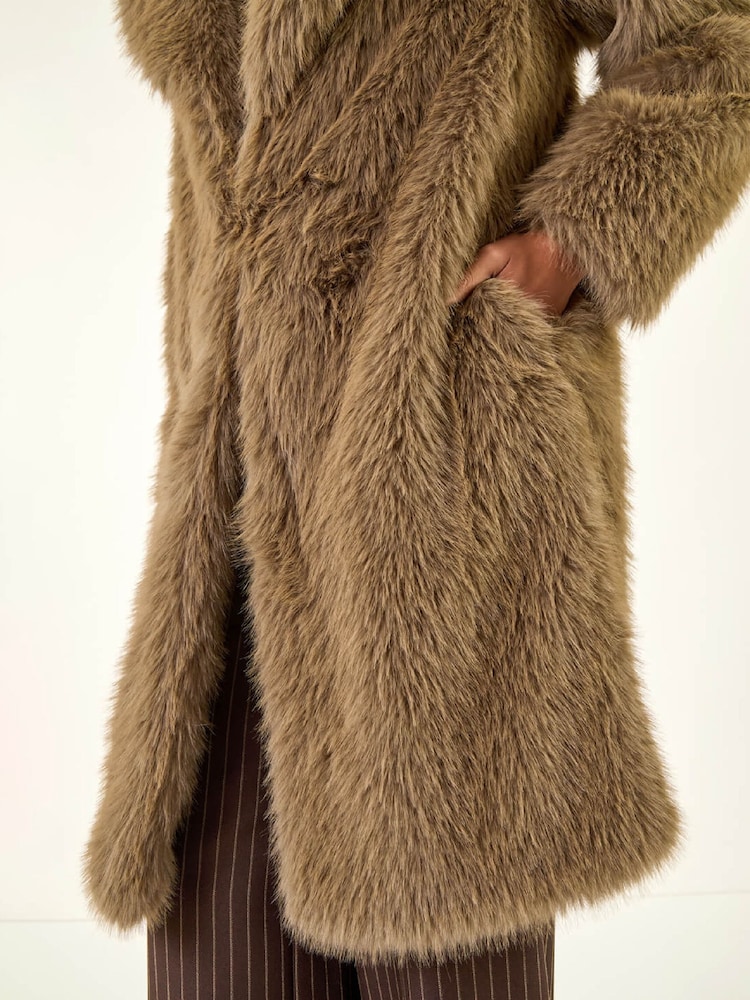 Roman Brown Premium Faux Fur Coat - Image 5 of 5 Roman Brown Premium Faux Fur Coat - Image 5 of 5