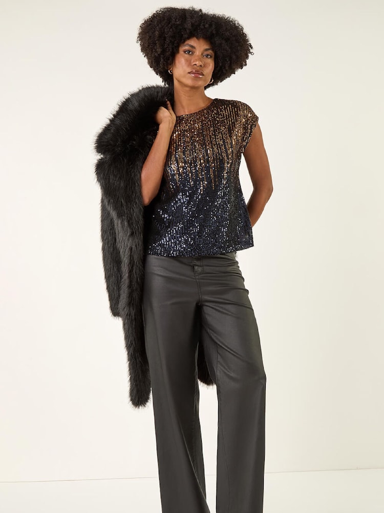 Roman Metallic Ombre Sequin Tunic Top - Image 1 of 5