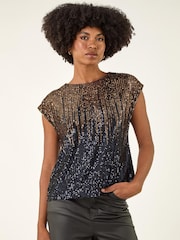 Roman Metallic Ombre Sequin Tunic Top - Image 2 of 5