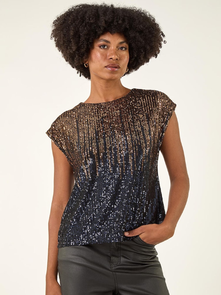 Roman Metallic Ombre Sequin Tunic Top - Image 2 of 5