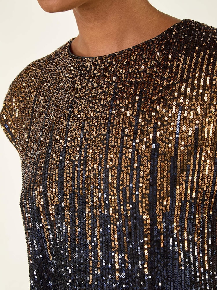 Roman Metallic Ombre Sequin Tunic Top - Image 5 of 5