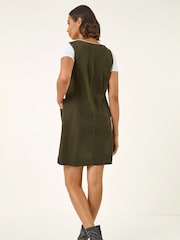 Roman Green Cotton V-Neck Button Pocket Dress - Image 3 of 5