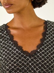 Roman Metallic Diamond Lace Sequin Vest Top - Image 5 of 5