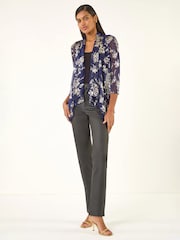 Roman Metallic Floral Plisse Jersey Cardigan - Image 2 of 5