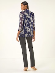 Roman Metallic Floral Plisse Jersey Cardigan - Image 3 of 5
