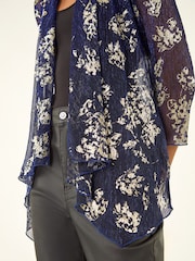 Roman Metallic Floral Plisse Jersey Cardigan - Image 5 of 5