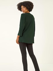 Roman Green Pintuck Button Stretch Blouse - Image 3 of 5
